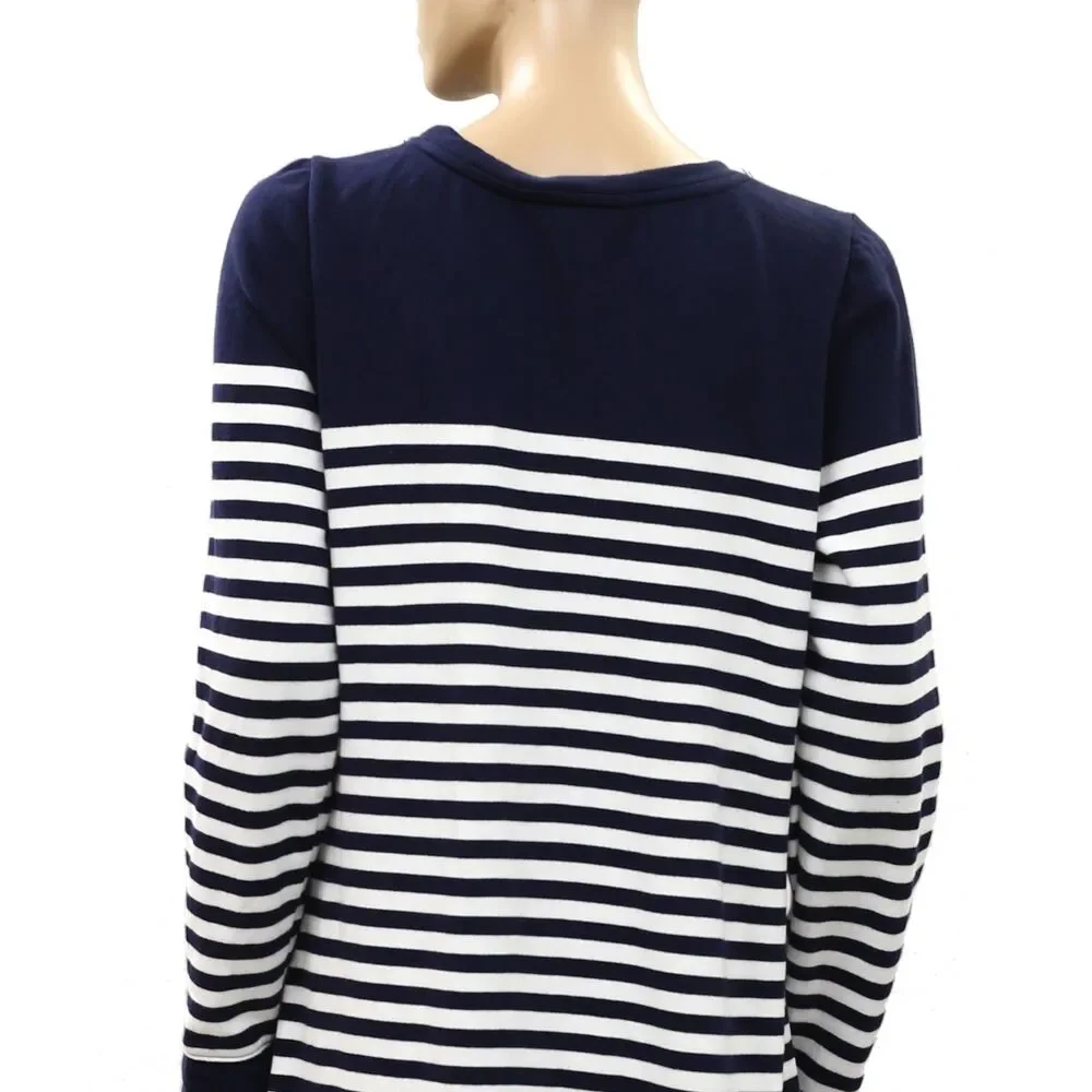Lilly Pulitzer Long Sleeves Pullover Mini Dress Stripe Printed Cotton L 288586
